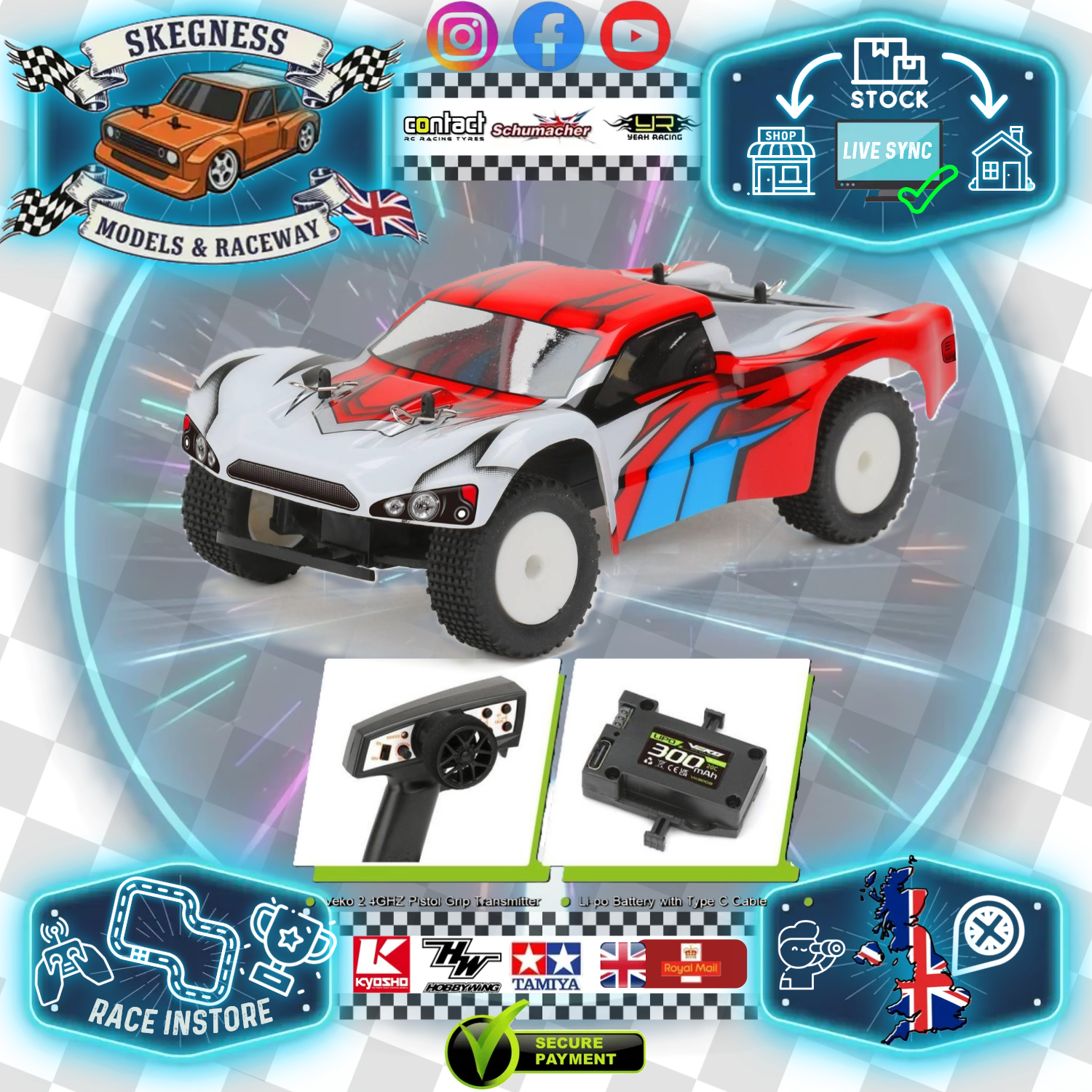 Veko - Mini SC Red 1:24 Short Course RTR with Gyro, Battery & Charger - VK0002-RD