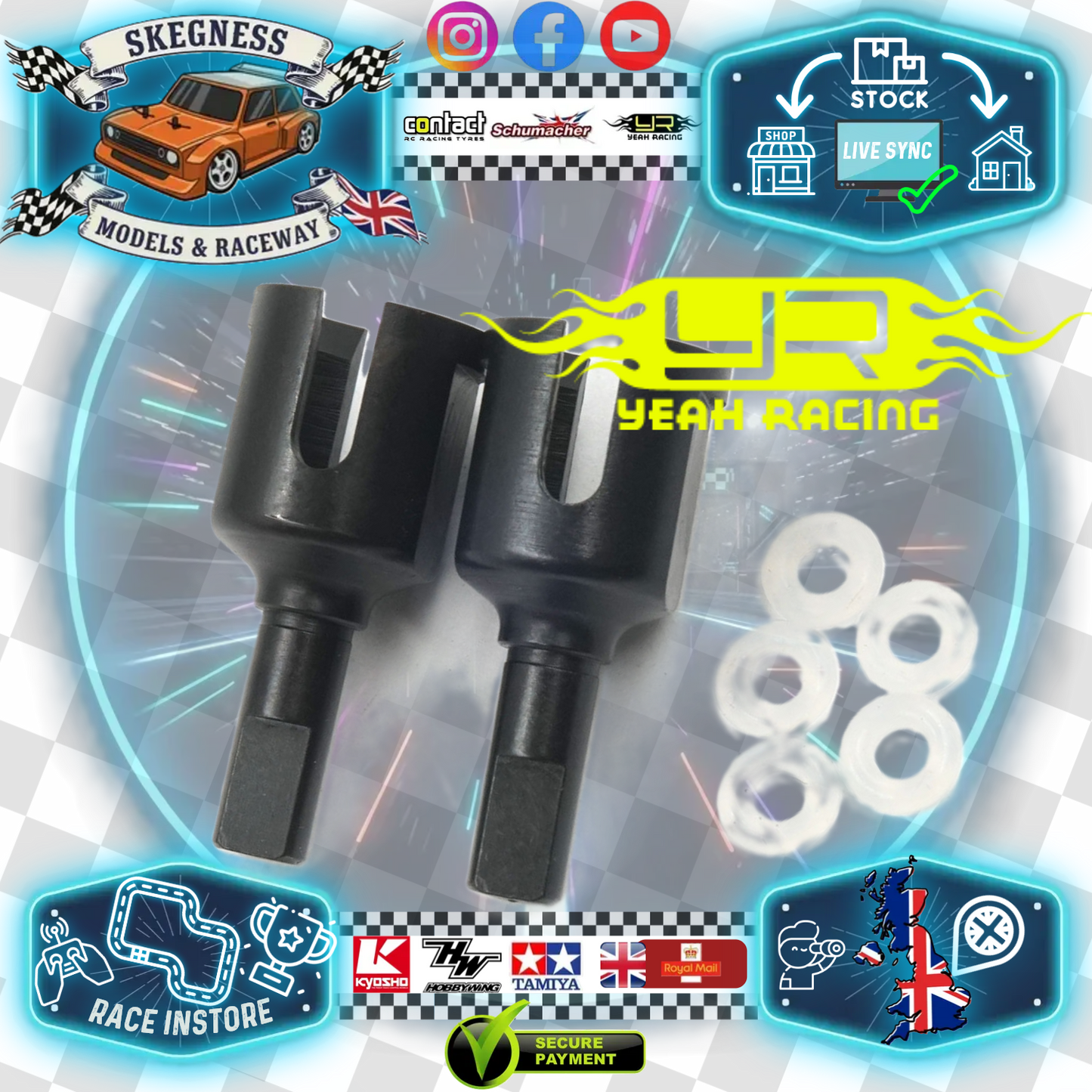 Yeah Racing - G45 Steel Front or Rear Diff Outdrive For Tamiya TT-01/ TT-01E Black - TATT-046BK (Not euro truck legal)