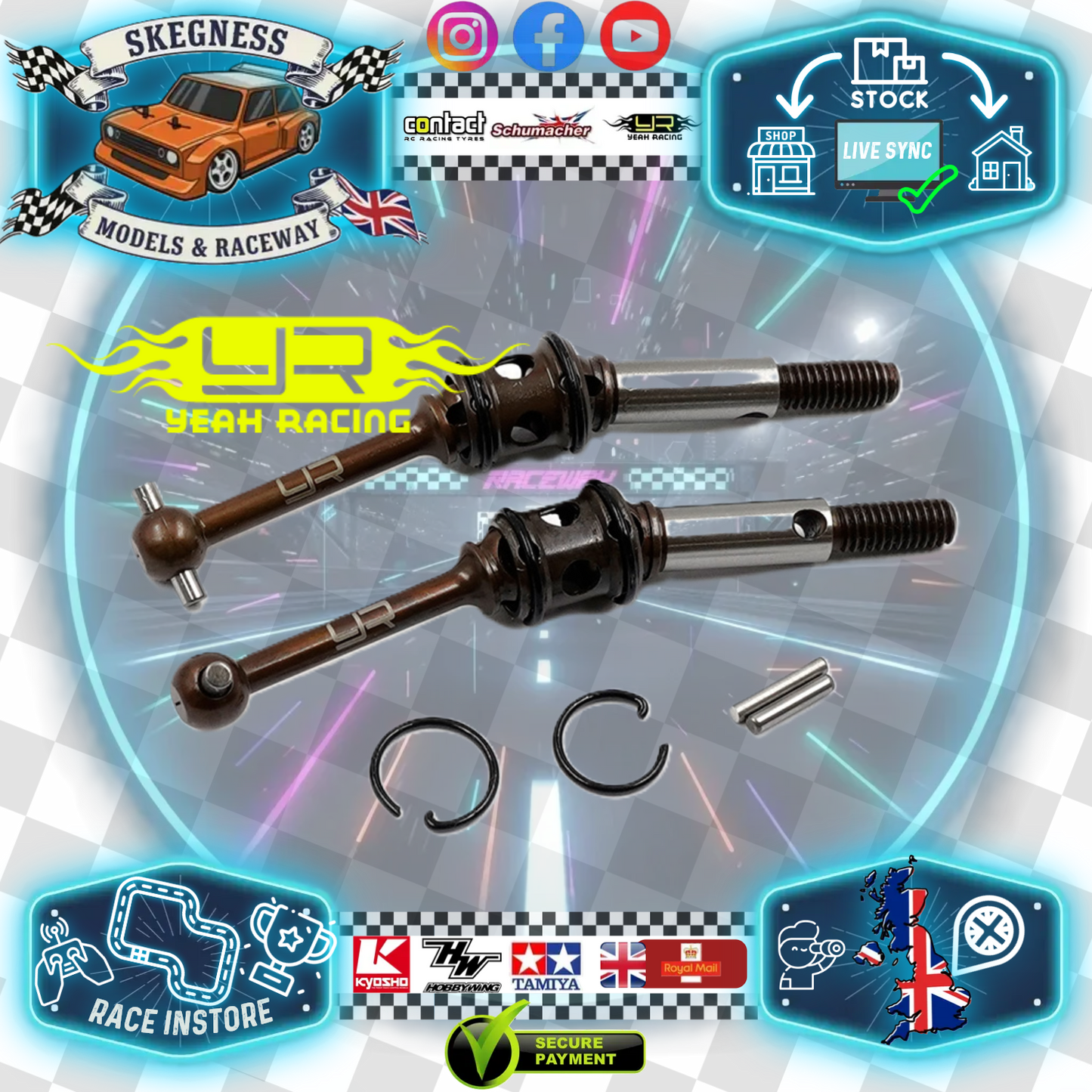 Yeah Racing - Spring Steel double cardan CV Drive joint shaft set for Tamiya M03/M04/M05/M06 Ver.2/MB01  -  TAMC-016