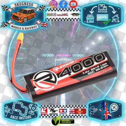 (SALE) Ruddog - 4000mah 50C RC Car/Buggy 7.4v LiPo rounded stick pack battery – XT60 plug