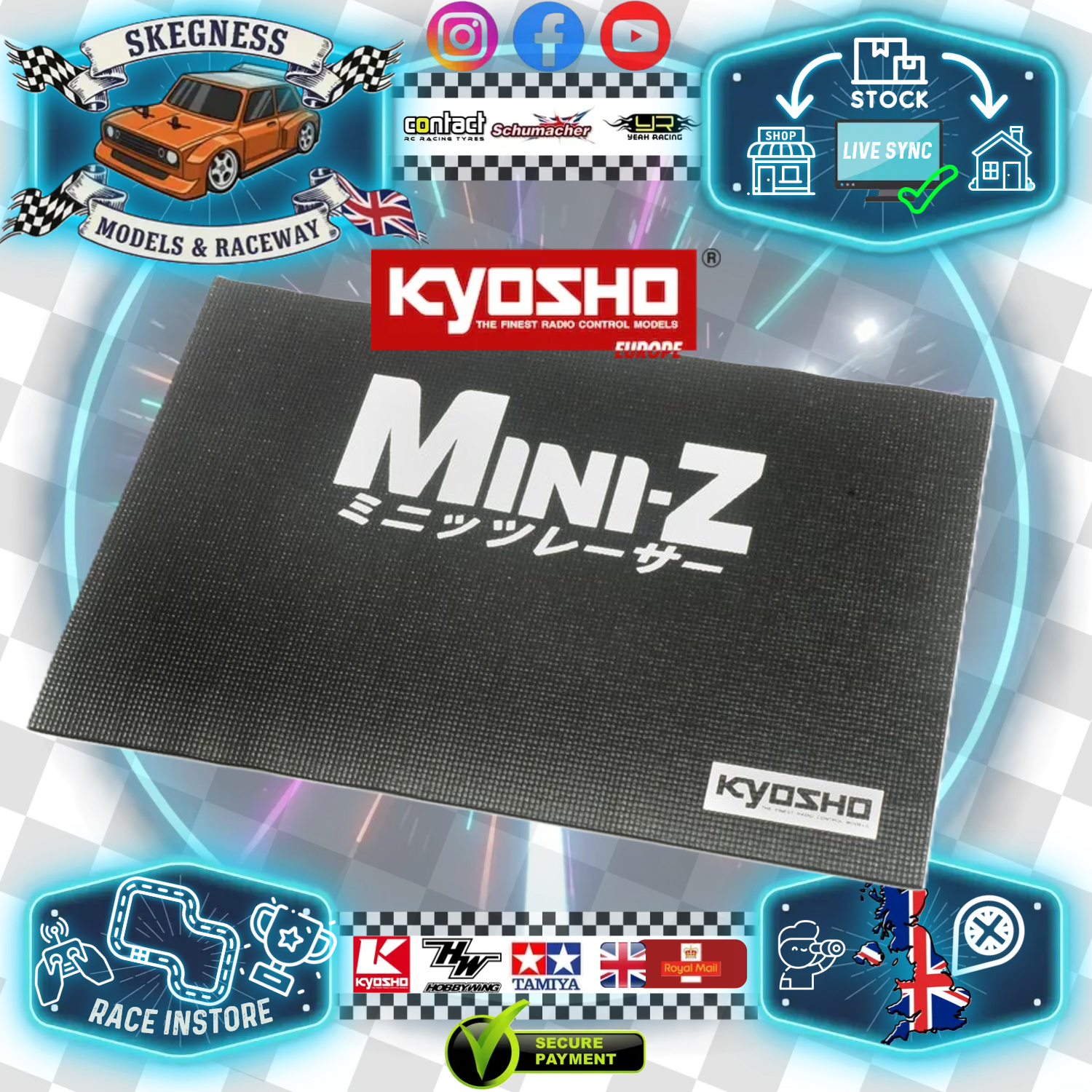 Kyosho - Teamwear / Racewear - Mini-Z (Black) Pit Mat (60x43cm) - K.MZW122BK