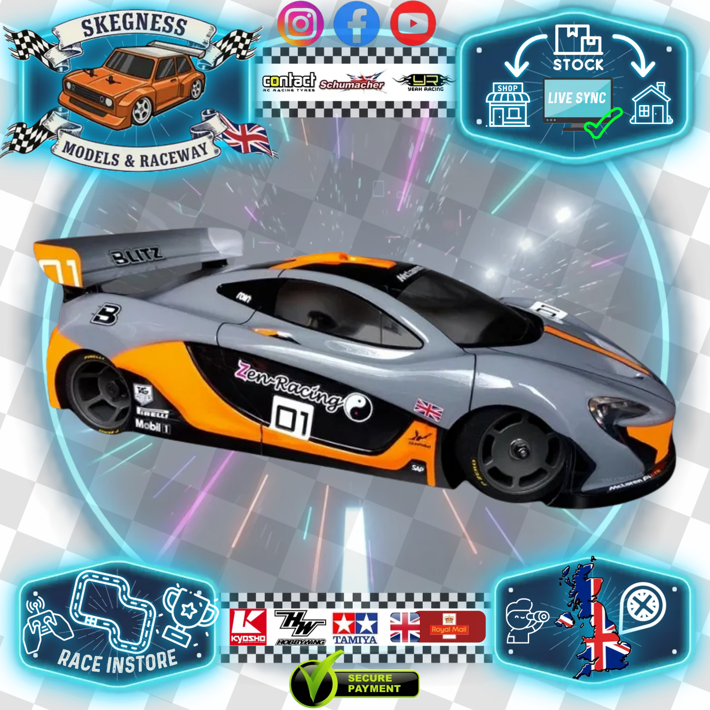 Blitz - 1/12 GT12 Clear Body - Titan P1 Sports Car (WB 201mm - Width R170/F168mm)