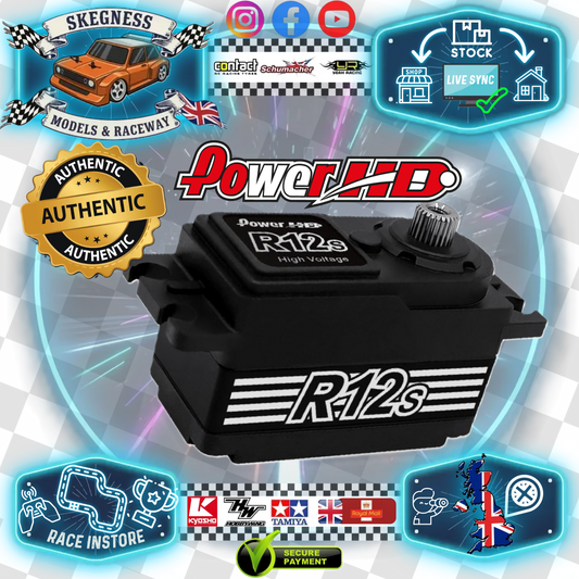 Power HD - RS12S Titanium Gears, Fast, Coreless & Low Profile 12KG/0.06s - HV 6.0V ~ 7.4v STD Sized Digital Servo / Ball Raced - HD-R12S (6.0v): 0.06 sec - (Ideal for 1/10 On-road Cars / Euro Trucks)