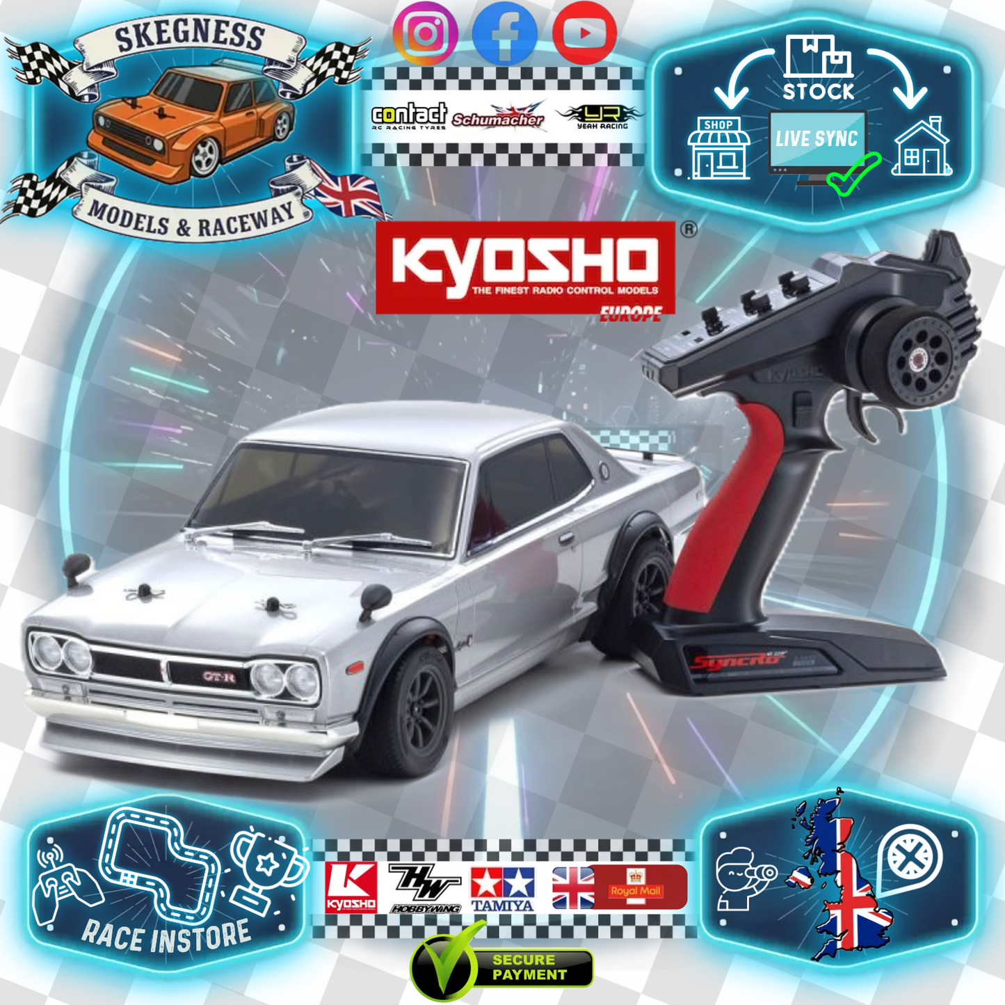 Kyosho - Fazer FZ02 Nissan Skyline GTR KPGC10 1/10 4wd RC Car - Readyset - (Needs Battery & Charger to complete) K.34425T1B