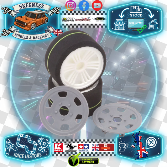 CONTACT RC - 1/12 Oval/Mini/Supastox (Bearing fit) Front 40Sh Control Tyre, 44mm diameter - JMCF (1pair) Wheel & Tyre Set Pre-Glued