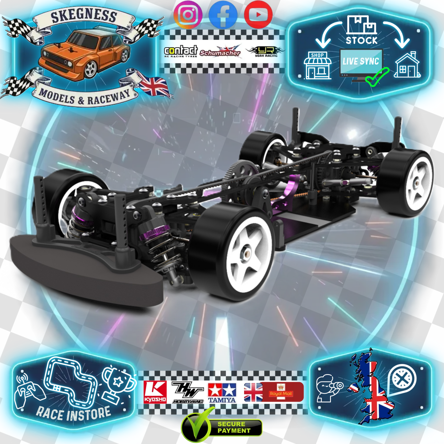 Schumacher NEON MTC - S2 - 1/10 Mini RC Touring Car Kit - (M-Chassis Size) K204 (Needs all electrics and a 225mm Wheelbase body)