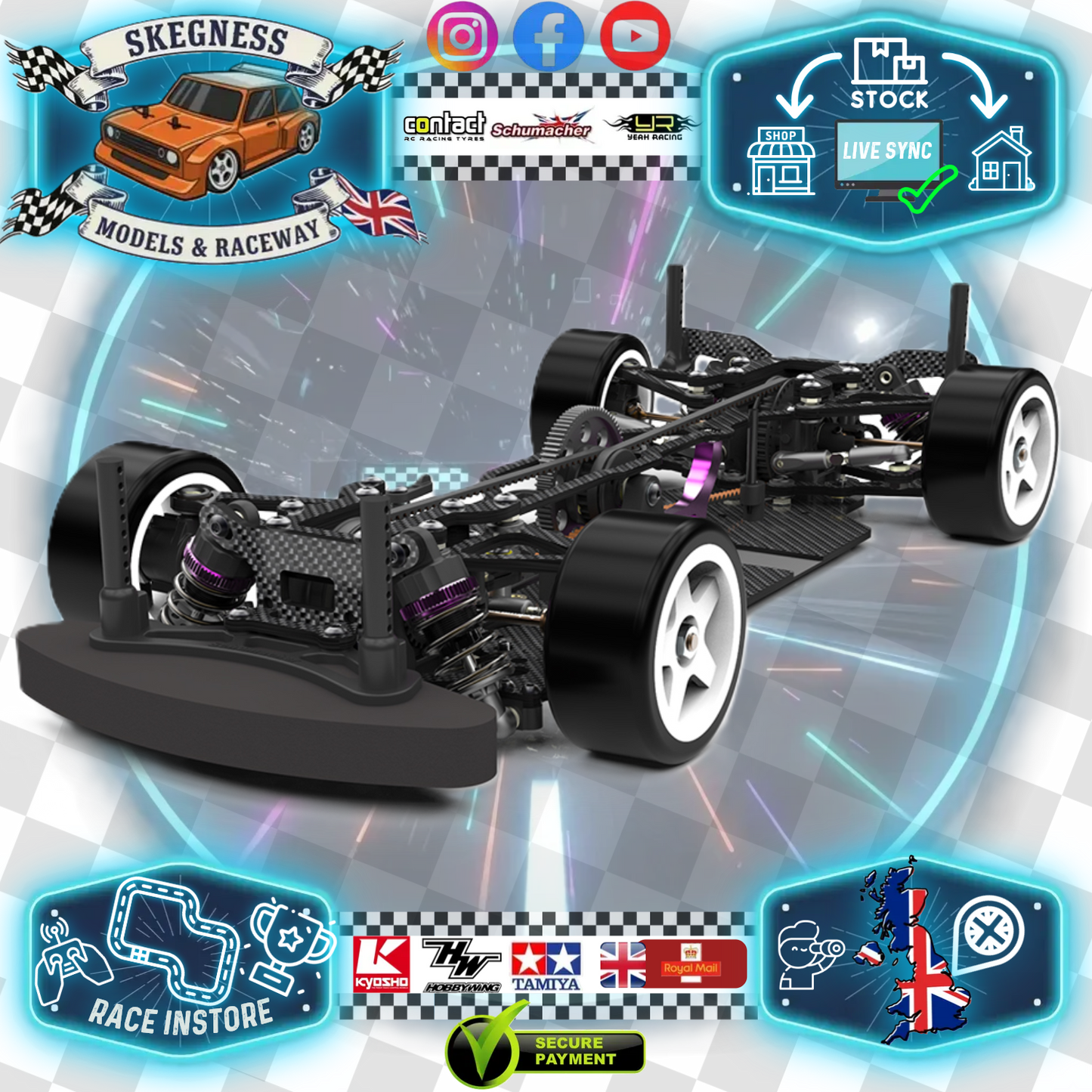 Schumacher NEON MTC - Carbon Fibre - 1/10 Mini RC Touring Car Kit - (M-Chassis Size) K217 (Needs all electrics and a 225mm Wheelbase body)