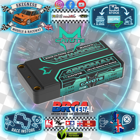 CAYOTE - LiPo 4600mAh HV Shorty Battery 7.6v 2S - 18mm Thick, 163g Weight - (Ideal LMGT3, Mini GT, Buggy Application) CA462S145