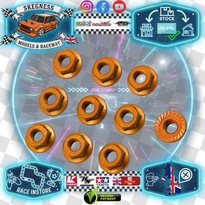 Yeah Racing - M4 1/10 WHEEL NUTS - Orange SERRATED ALUMINIUM (10PC) LN-M4S-OR