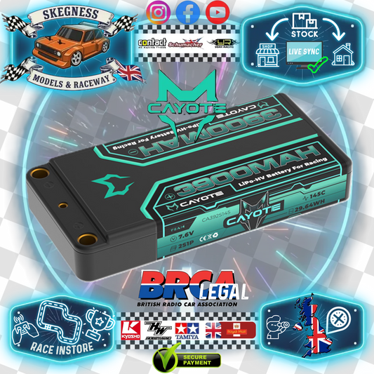CAYOTE - LiPo 3900mAh HV Shorty Battery 7.6v 2S - Ultra Low Profile 15.9mm Thick, 142g Weight - (Ideal LMGT3, Mini GT) CA392S145