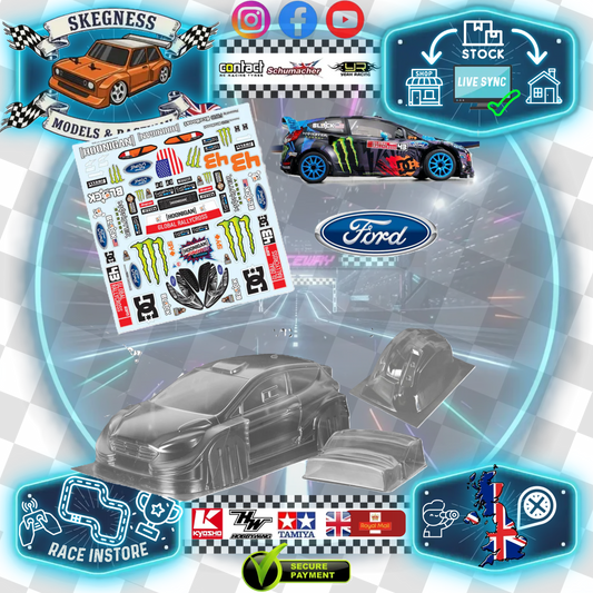 TAMIYA - (210mm) Monster Ford Fiesta WRC Body Set in Clear Lexan - For 1/10 M-Chassis MTC (W-170mm x Wheelbase-210mm)