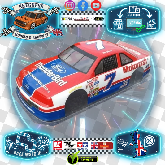GT12 & 1/10 MTC Supastox NASCAR Body - Thunderbird - Clear Lexan - Fits 1/12 Car 205mm & MTC 210mm Wheelbase / 164mm Wide (For NEW Frosty Raceway Oval)