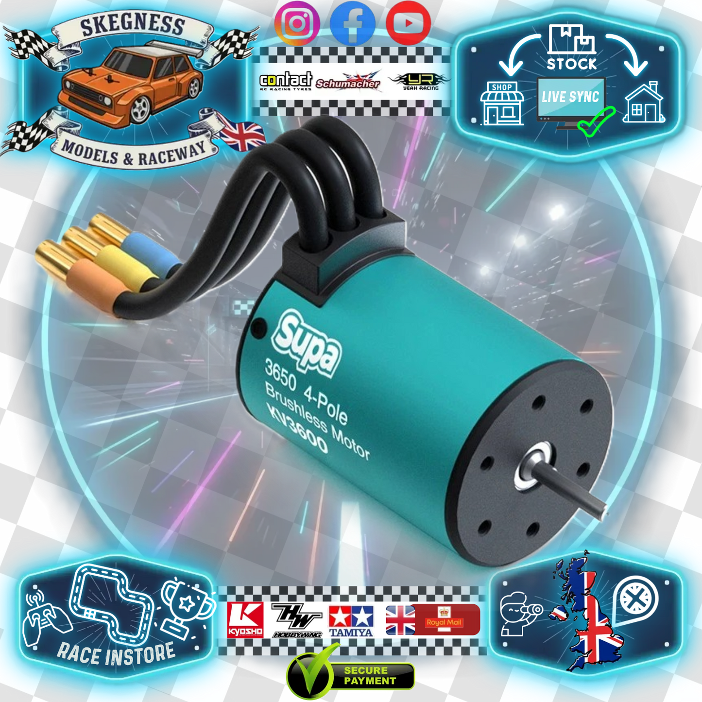 SKY RC - FuriaX Supa 3650 (3.175mm shaft) Brushless Motor 3100KV (540 1/10 Size) - (Roughly 19T Brushed equivalent) K-400035-01