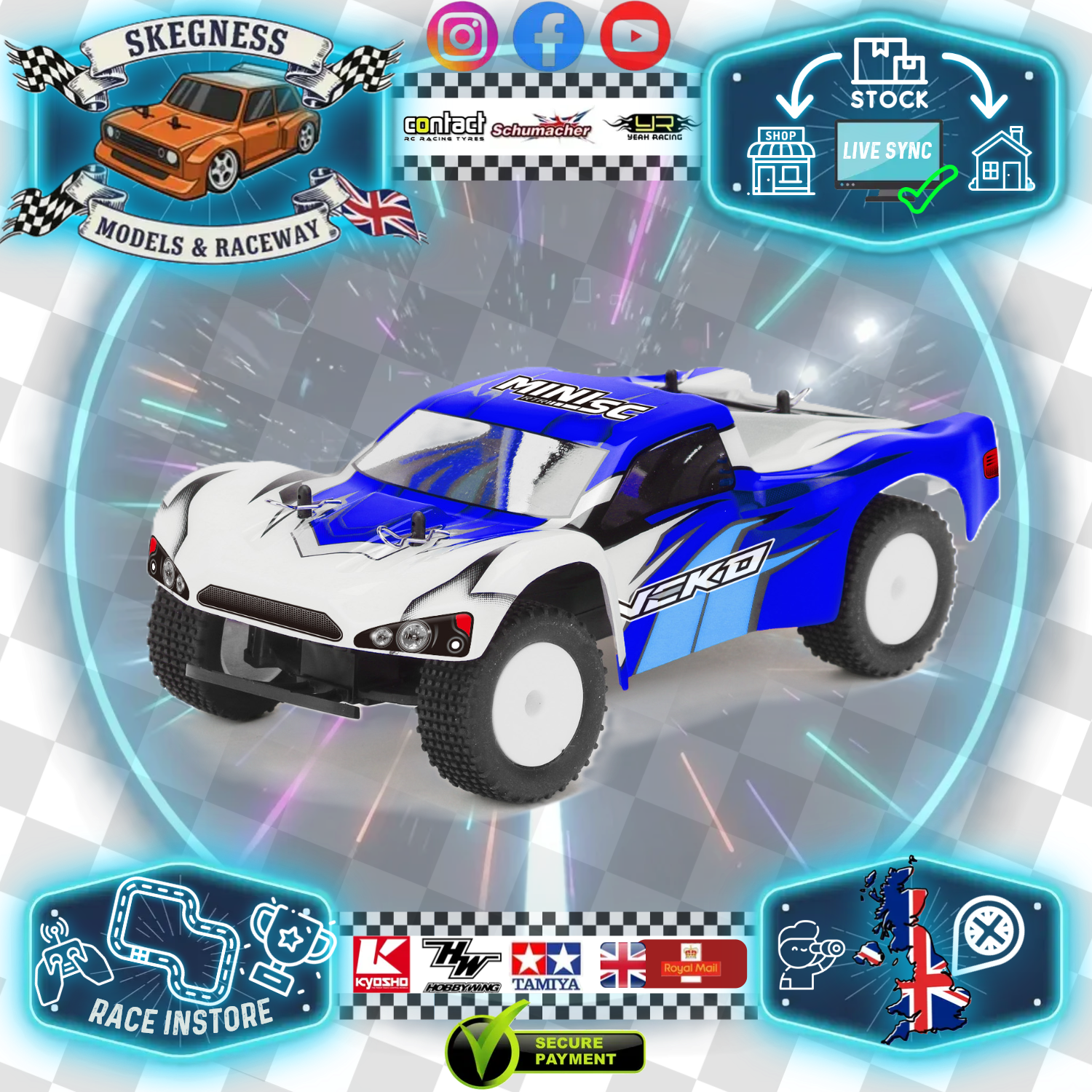 Veko - Mini SC Blue 1:24 Short Course RTR with Gyro, Battery & Charger - VK0002-BL