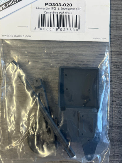 PD racing TK16 & TR16 Spares - PD303-020 Ackerman Link/Servo Support/Centre drive shaft - 1pcs