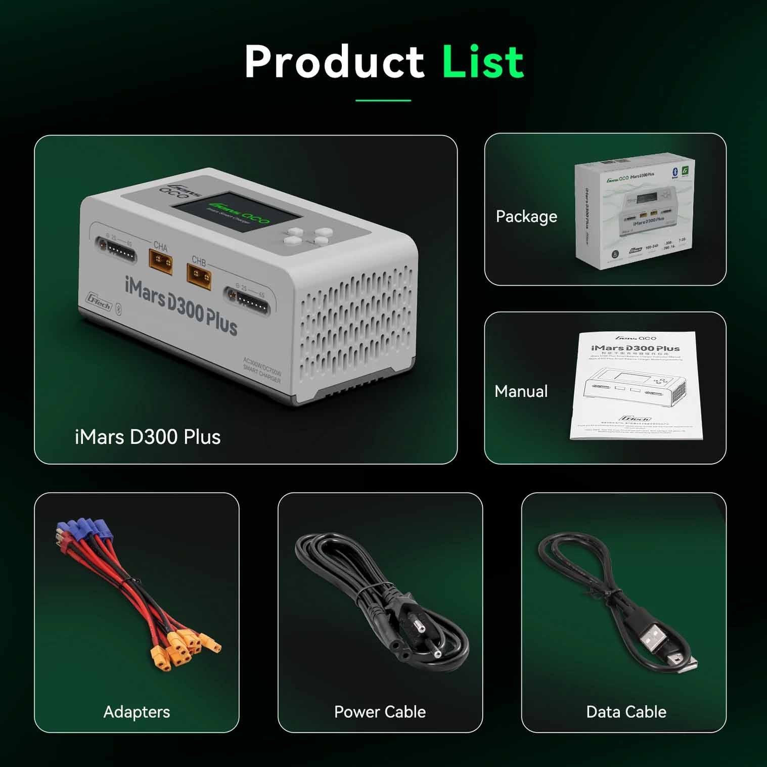 GensAce - Lipo LiHV RC Battery Charger iMars D300 PLUS Dual Channel (UK) White - GEA300WPLUS-WUK