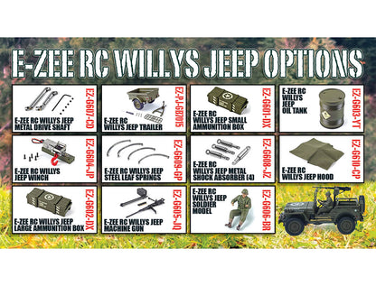 E-ZEE - RC 1/10 4WD RC WILLYS JEEP WITH LED LIGHTS - (Lipo Battery & Charger Included) -