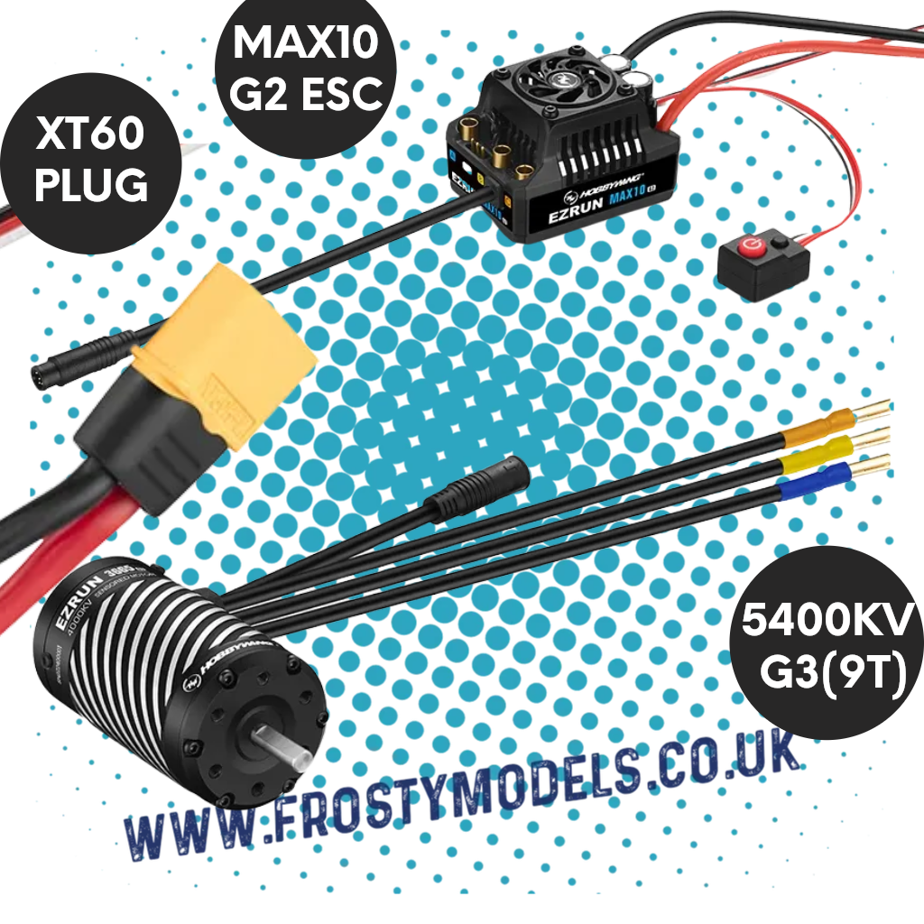 HOBBY WING - 1/10 RC EZRUN BRUSHLESS COMBO SENSORED - MAX10 G2 80A ESC & 3652SD MOTOR 5400KV G3 - HW38020348 (IDEAL FOR 1/10 OFFROAD USE)