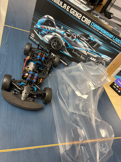 Tamiya - 58681 (Nearly New) RC Formula E Gen2 1/10 4wd Car TC01 (with upgrades and unpainted body - Brushless 10.5T Motor & M-tronics ESC Included)