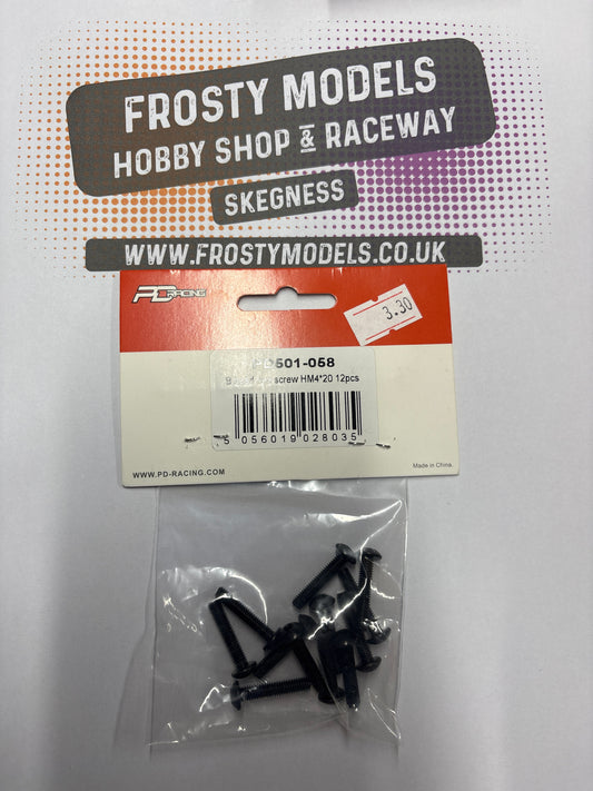 PD RACING SPARES - 1/10TH TK10 & TR10 - B head hex screw HM4*20   12pcs