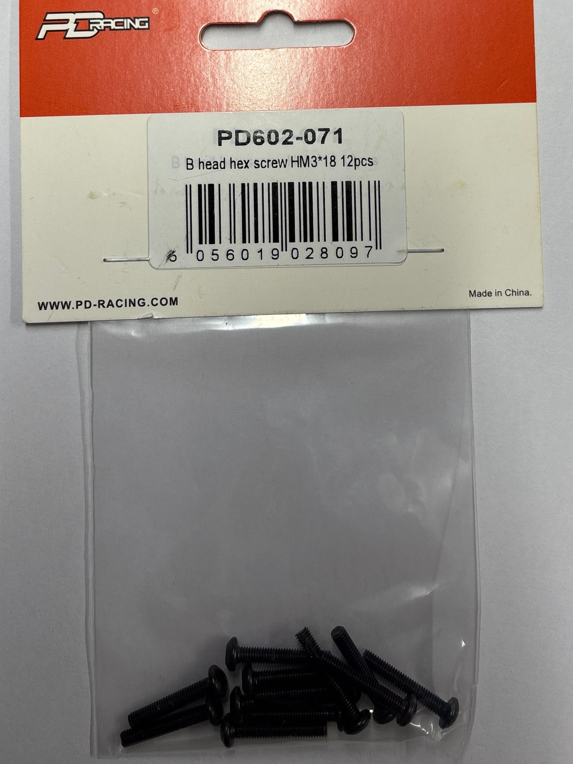 PD RACING SPARES - 1/10TH TK10 & TR10 - B head hex screw HM3*18   12pcs - PD602-071