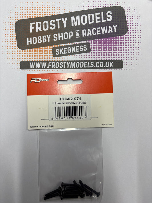 PD RACING SPARES - 1/10TH TK10 & TR10 - B head hex screw HM3*18   12pcs