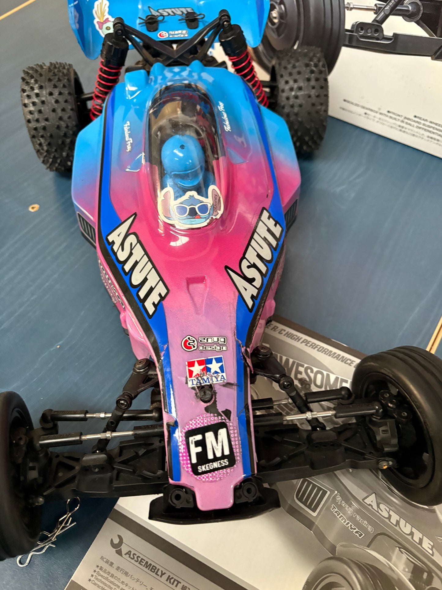 Used - TAMIYA 58697  - RC ASTUTE 2022 (TD2) - 1/10 Pro RC 2WD BUGGY PINK/BLUE(Comes with Motor & ESC - Needs Radio, Servo, Battery, Charger & ESC)