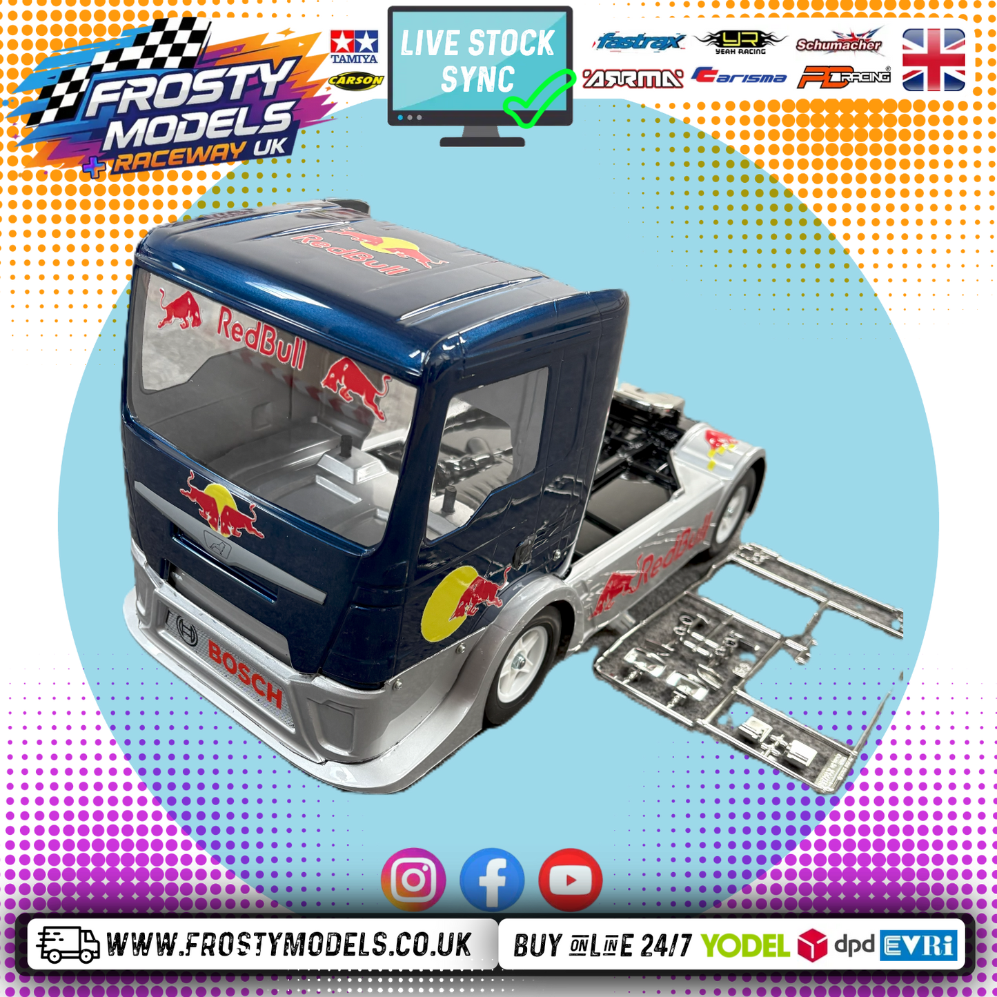 TAMIYA - Assembled Man RedBull Euro Race Truck - RC 4WD 1/10 TT01E (WITH ESC & MOTOR Only)