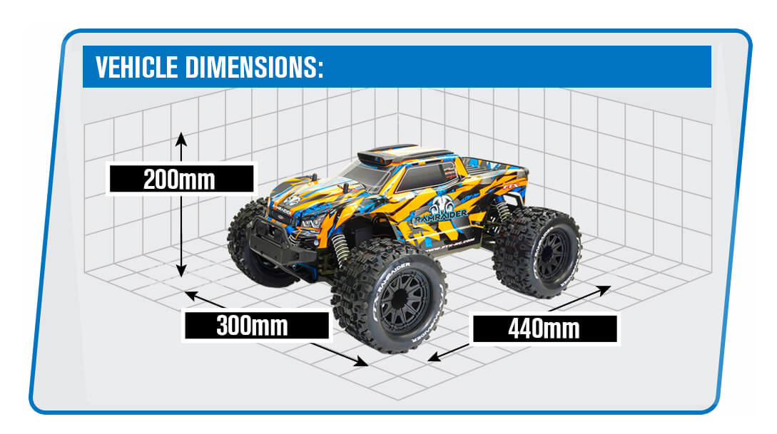 FTX - RAMRAIDER 1/10 (BRUSHED + Lipo) RC MONSTER TRUCK RTR - ORANGE/BLUE - FTX5499OB