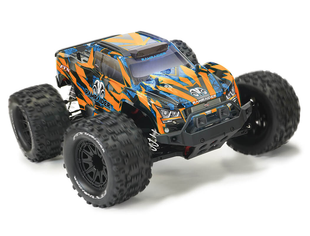 FTX - RAMRAIDER 1/10 (BRUSHED + Lipo) RC MONSTER TRUCK RTR - ORANGE/BLUE - FTX5499OB