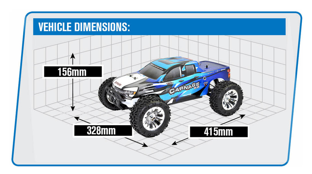 FTX - CARNAGE 2.0 - 1/10th BRUSHED RC TRUCK 4WD RTR - BLUE (With all electrics) - FTX5537B