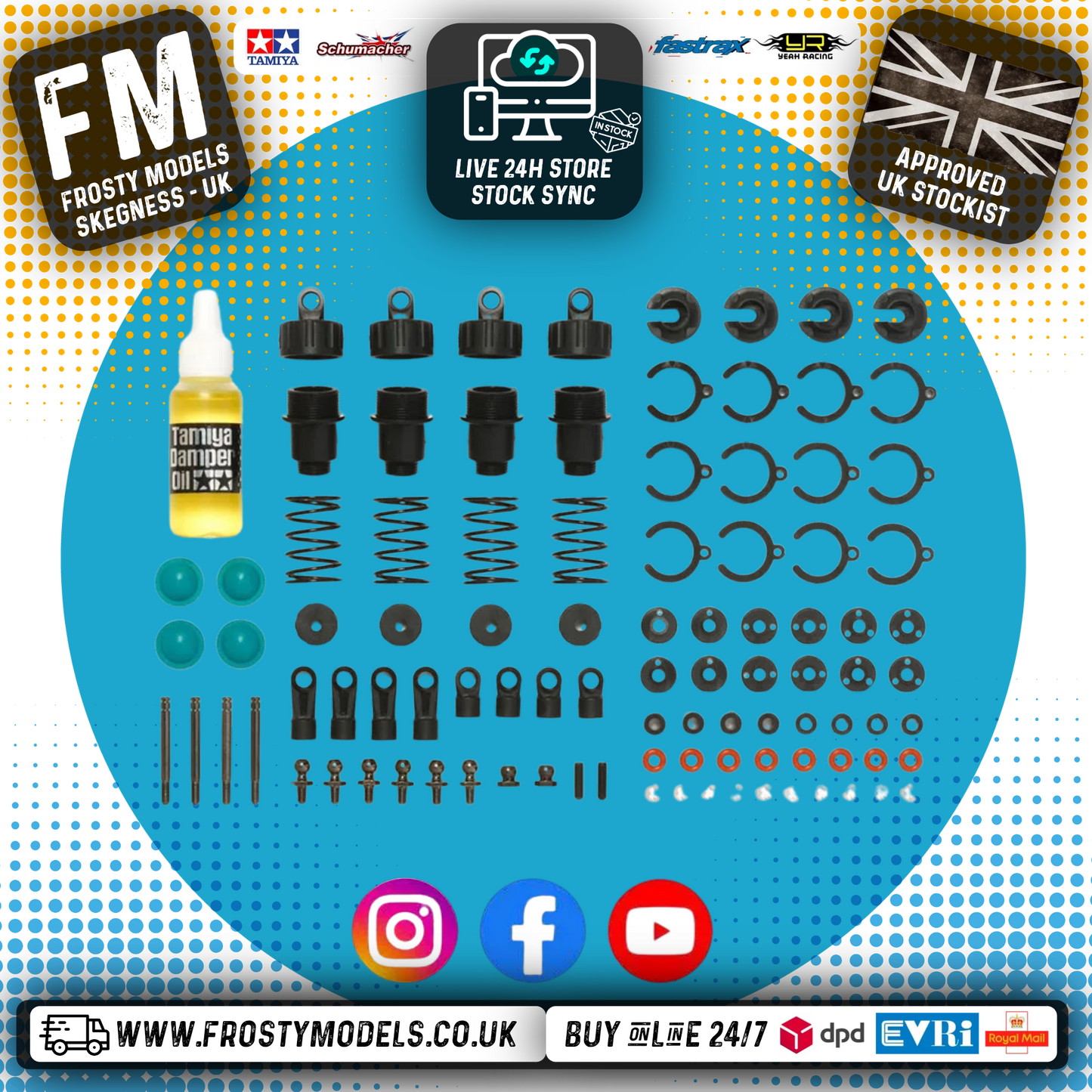 TAMIYA 54753 - TT02 CVA SUPER-MINI SHOCK KIT, OIL & SPRINGS INCLUDED