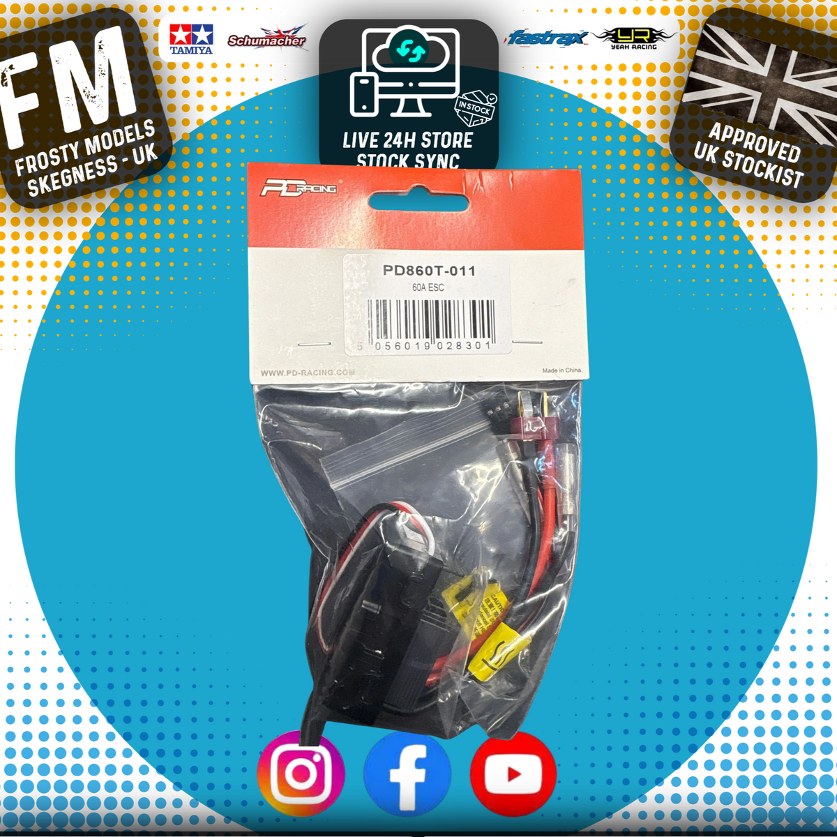 PD RACING - 60A ESC for TR10 & TK10 (Deans Plug) PD860T-011 (Fits 1/10 any RC Cars)