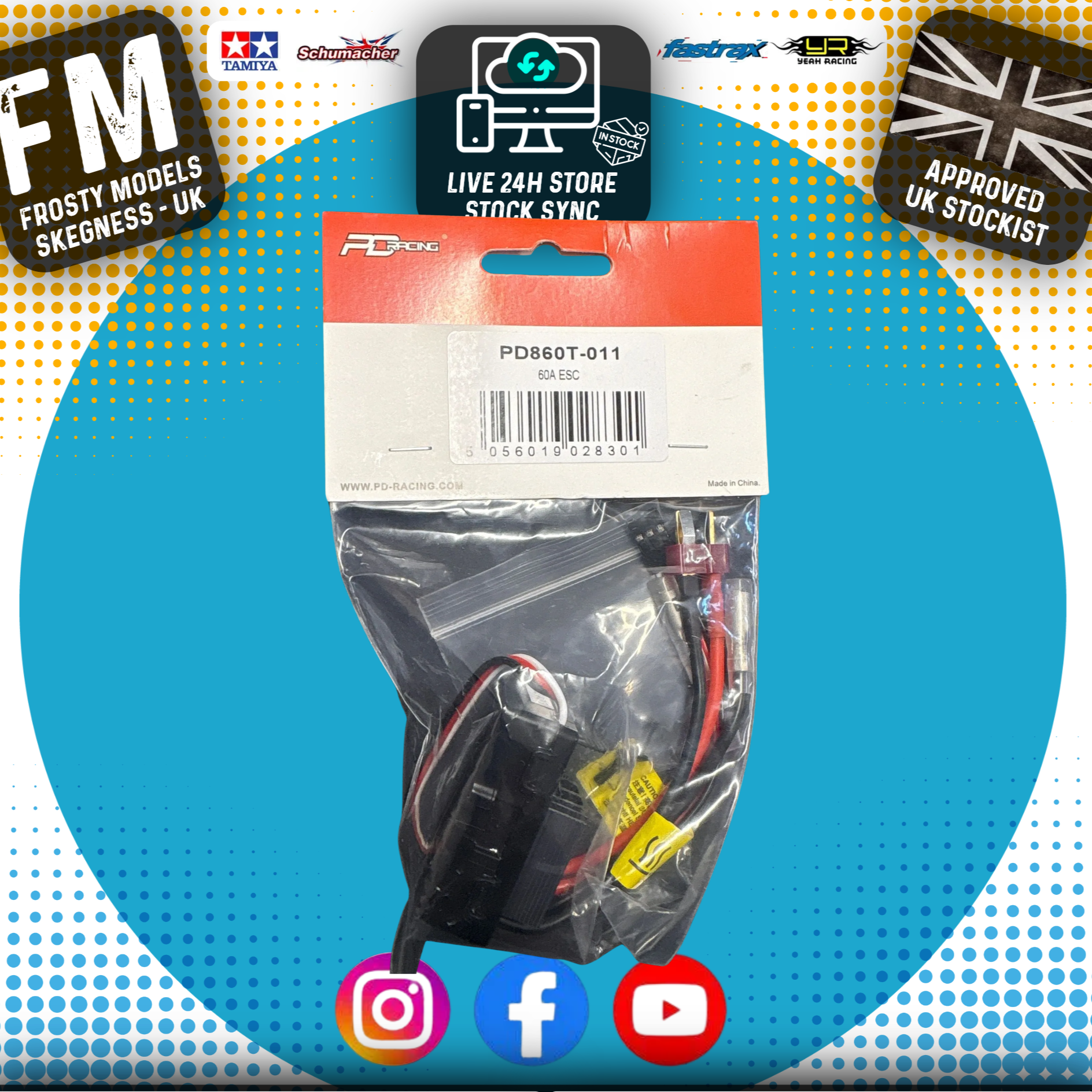 PD RACING - 60A ESC for TR10 & TK10 (Deans Plug) PD860T-011 (Fits 1/10 any RC Cars)