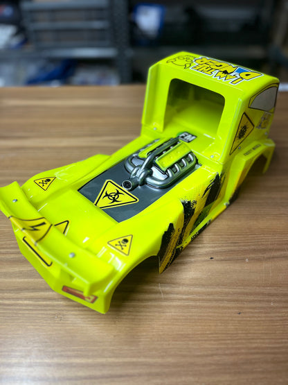 Toxic Livery - PAINTED - Volvo FH16 EURO Truck 1/14 Body Shell - (FITS TAMIYA TT01E) MT019003-DANGER