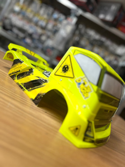 Toxic Livery - PAINTED - Volvo FH16 EURO Truck 1/14 Body Shell - (FITS TAMIYA TT01E) MT019003-DANGER