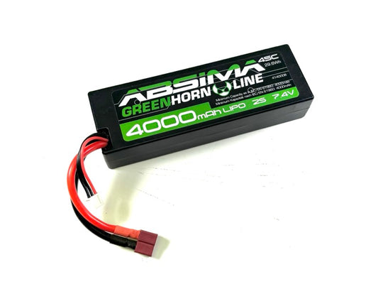 Absima - Greenhorn V2 LiPo Stick Pack 1/10 RC Battery 2S HC 7.4V-50C 4000mah (T-Plug Deans) - 4140008