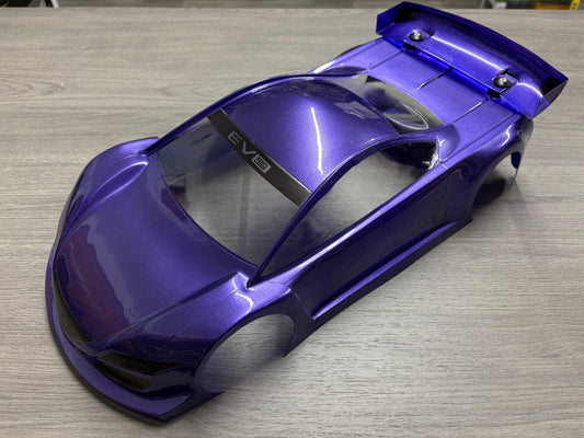 MONTECH - Pre Painted PURPLE - EVO 2 - RC CAR BODY 1/10 TC - Lightweight - 190MM (Read Description)