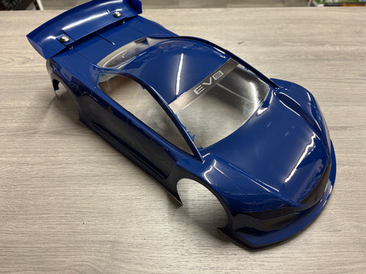 MONTECH - Pre Painted BLUE - EVO 2 - RC CAR BODY 1/10 TC - Lightweight - 190MM (Read Description) B2