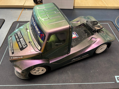 Used - Tamiya TT01E Two-tone Buggra Euro Truck - Just add radio, servo, battery and charger to complete