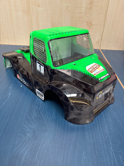 Used - Tamiya Fat Fox Buggyra Body - near perfect condition in Green / Black (just dusty and slight little crack on front)