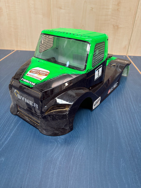 Used - Tamiya Fat Fox Buggyra Body - near perfect condition in Green / Black (just dusty and slight little crack on front)