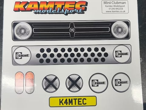 Kamtec - 1/12 MINI Clubman 758 Lexan Body with Spoiler & FREE Stickers - Fits all GT12 Minis Battcave / Kamtec / Mardave / Mini Assassin (CLEAR BODY) (160mm wide by 178mm wheelbase) (Standard Thickness)