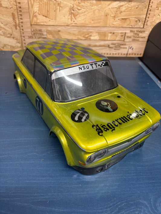 Tamiya M-chassis Long Wheelbase 239mm body NSU airbrushed - good condition
