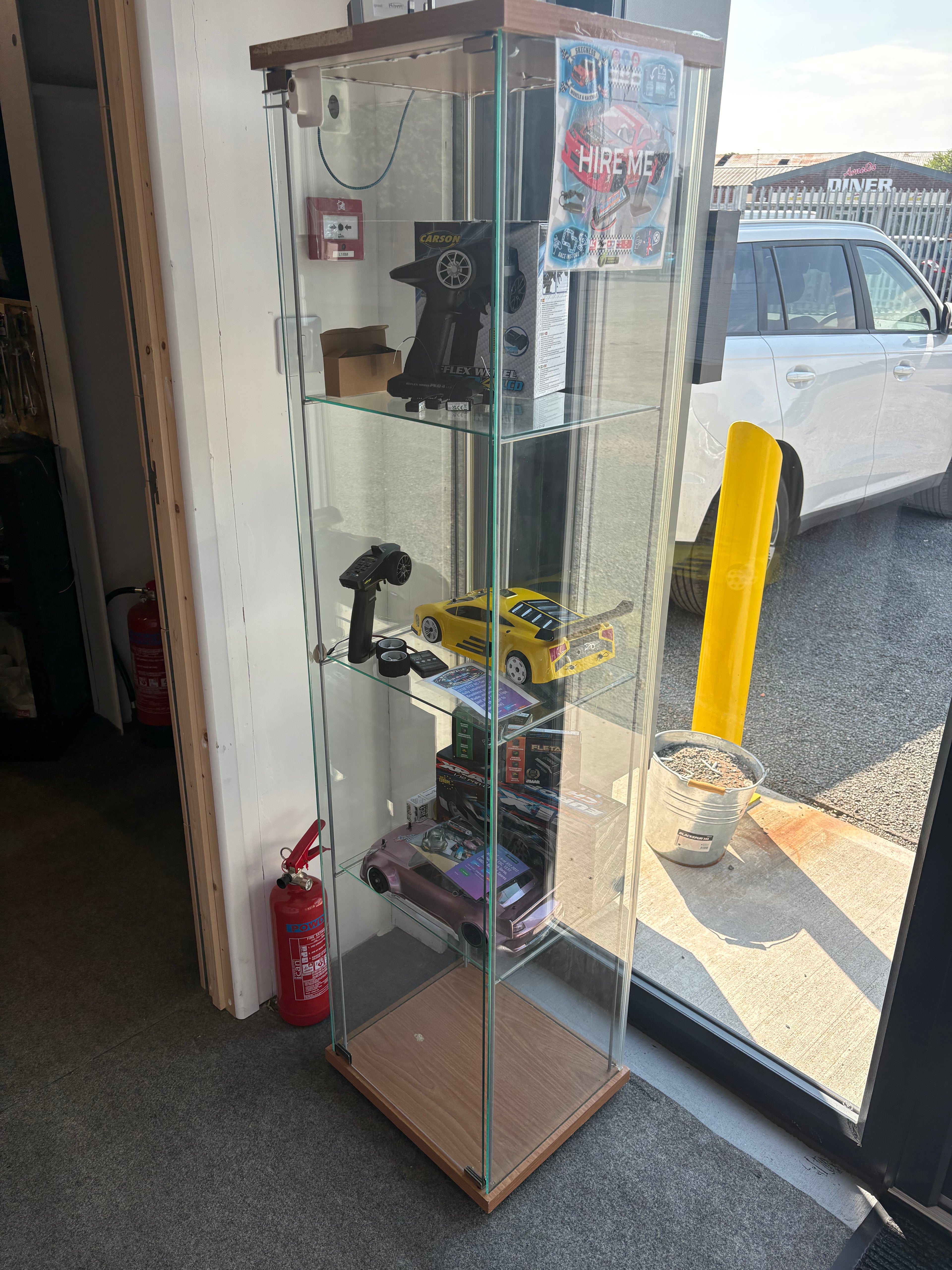 1x Tall Glass display cabinets with lock (H163 x W42 x D36cm) collection only