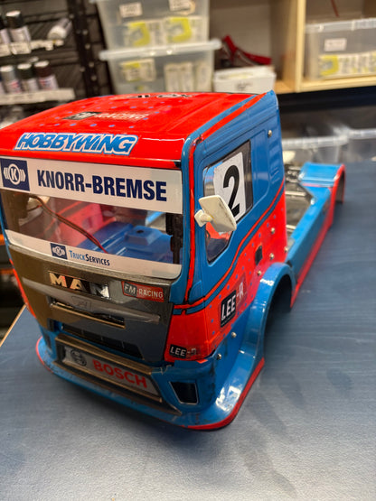 Used Race Body - RC Body - 1/10 190mm Man TGS for Tamiya 1/14 TT01E Euro Trucks (good condition and includes lights)