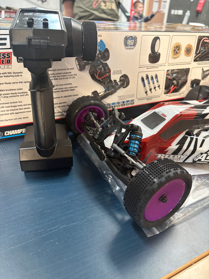 (Ex-DEMO) TEAM ASSOCIATED - RB10 Almost (Brushless) RTR RED 1/10 BUGGY (No battery or Charger) AS90032 (Extra New Carpet Tyres, inserts and Purple Wheels Fitted)
