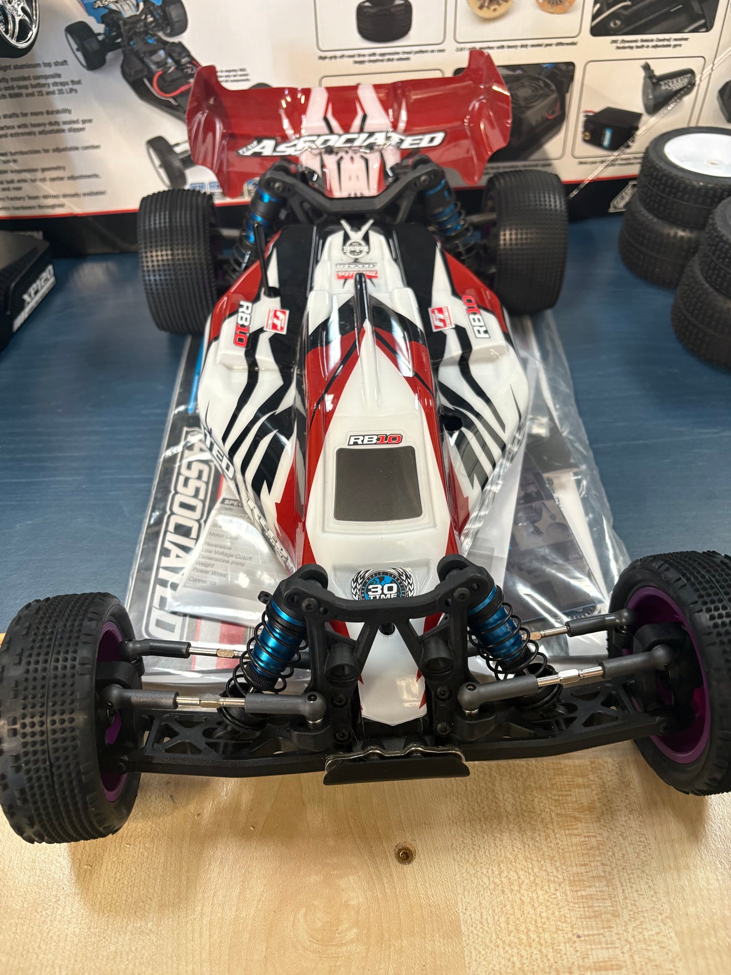 (Ex-DEMO) TEAM ASSOCIATED - RB10 Almost (Brushless) RTR RED 1/10 BUGGY (No battery or Charger) AS90032 (Extra New Carpet Tyres, inserts and Purple Wheels Fitted)