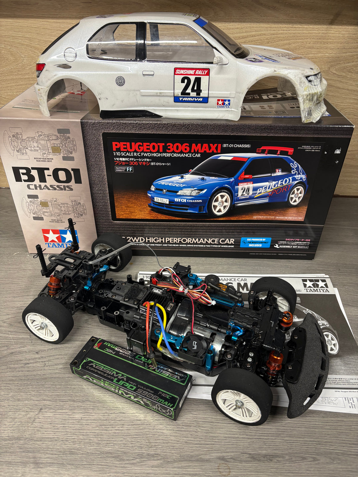 (Ex-demo) Tamiya - BT01 Peugeot 306 1/10 RC FWD Touring Car with Hopups - (Radio will not be included)