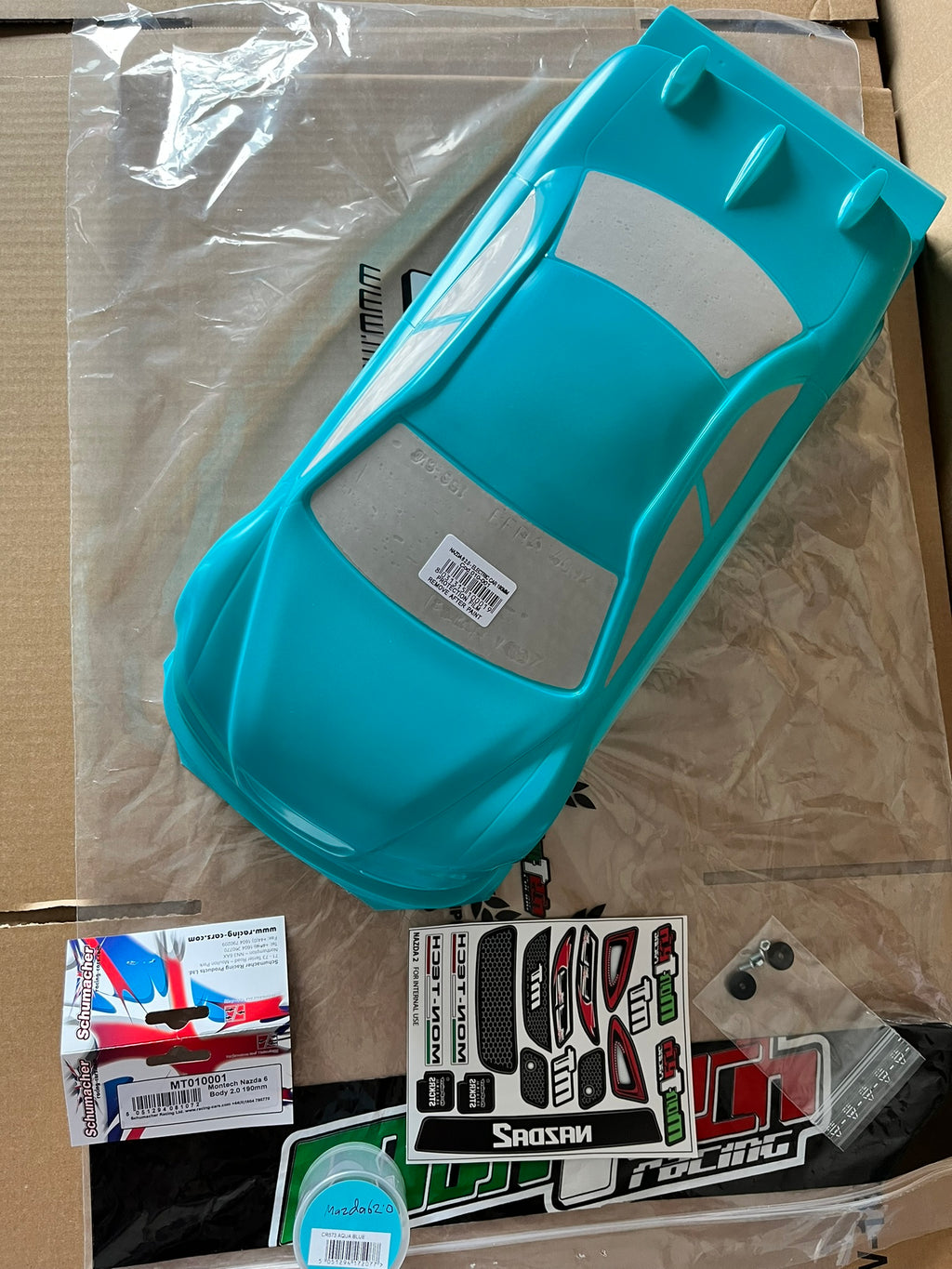 MONTECH MAZDA 2.0 (PRE PAINTED AQUA BLUE) - RC CAR BODY 1/10 TC STD ETS 190MM - MT010001